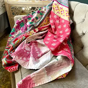Indian Sari Kantha Quilt.