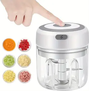 Electric Garlic Chopper, Portable Veggie Chopper, 250ML Garlic Grinder Masher Onion Chopper, Blender to Vegetable, Cordless Food Processor for Ginger, Chili, Fruit, Meat, Spices, Beans, etc