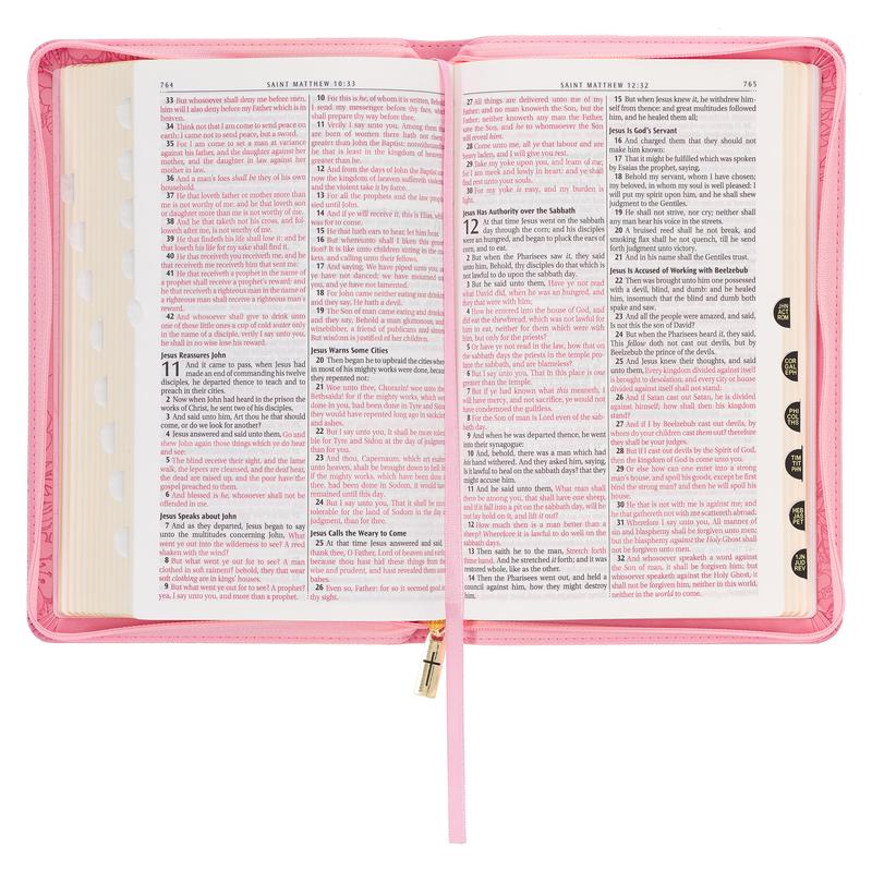 KJV Holy Bible, Gift Edition King James Version Faux Leather Cover in Blossom Pink Floral for Christmas Gift