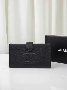 Pre-owned CHANEL As Shown Mini Bags Capia Clasp Long Wallet, Black MR02062026B475