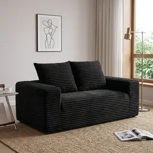 Eyisean 78.8" & 71" & 63" Compression Sofa with Corduroy Fabric, Comfy Loveseat Sofa with Deep Seat, No Assembly Required, Boneless Couches with Wide Armrest for Living Room