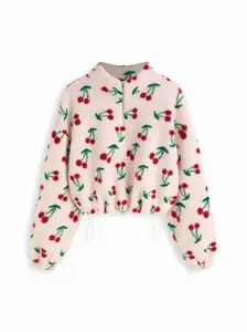 Cider Fleece High Neck Solid Drawstring Zipper Sweatshirt [LIVE ONLY]