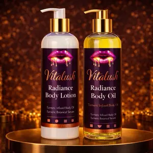 ViTalush Radiance Tumeric Body Lotion & Oil for Brighter Softer Skin Reduces Blemishes & Adds Radiant Glow Daily Use