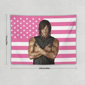 Daryl Dixon American Flag Tapestry - Pink Stars & Stripes Design, Horizontal Wall Art for Bedroom, Living Room, Dorm, Outdoor Garden Decor - No Electricity Needed, Unique Home Accessory |     Highquality Print, American Decor