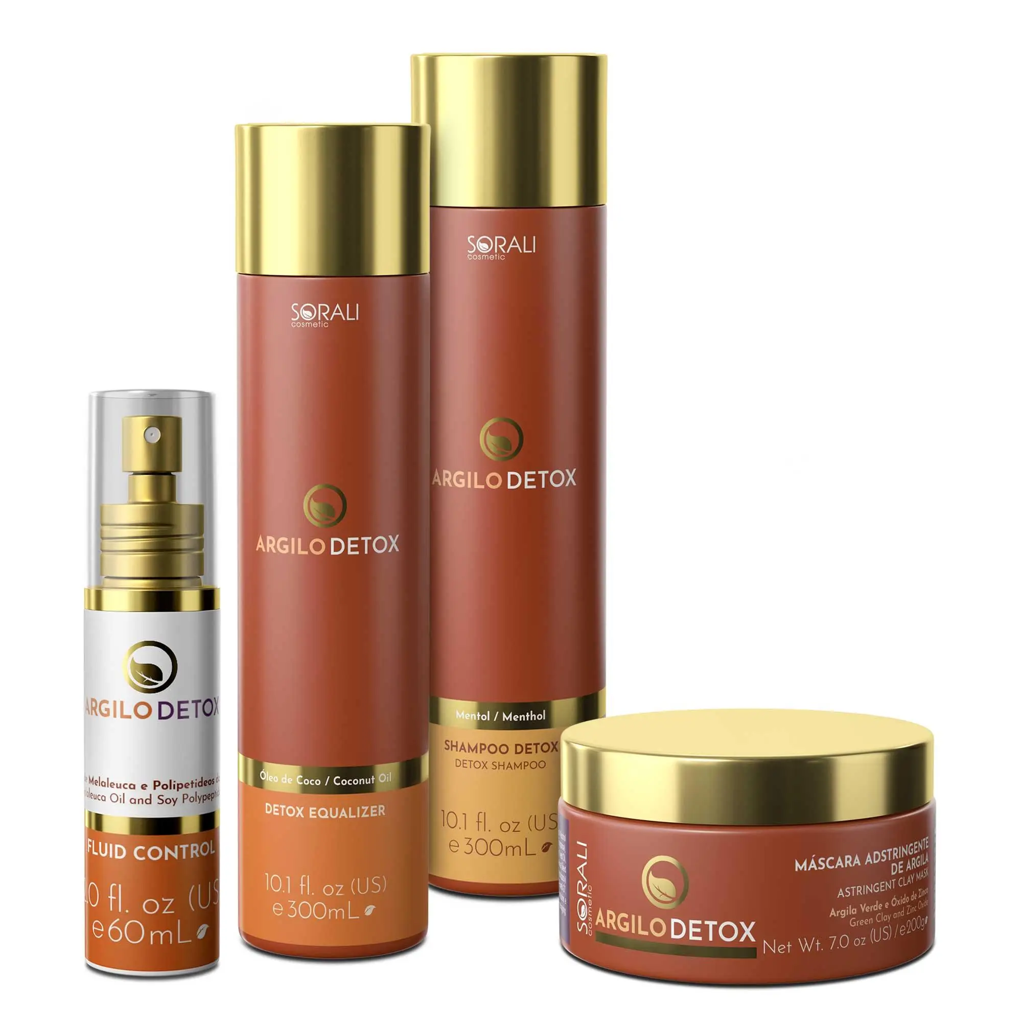 Sorali - Argilo Detox - FULL KIT (Clay Mask + Shampoo Detox 300ml+ Detox Equalizer 300ml + Fluid Control)