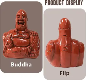 1 Piece Laughing Buddha Statue, Funny Middle Finger Smiling Buddha Flip, Resin Finger Sculpture Ornament Buddha Figurines Middle Finger Gift Table Decoration