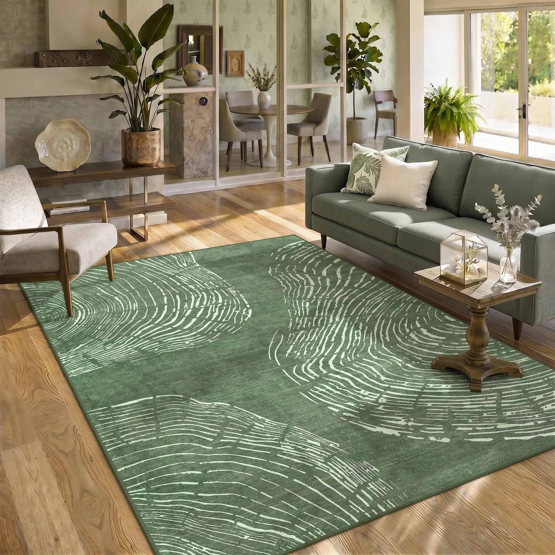 Tribesigns 5x7/8x10 Abstract Machine Washable Area Rug, Soft Boho Minimalist Non-Slip Low Pile Carpet, Oeko-Tex Certified
