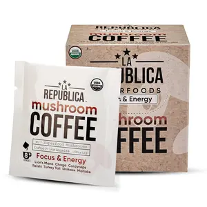 La Republica Instant Mushroom Coffee Organic 10-Pack Single Serve (100% Colombian Arabica, Lion's Mane, Reishi, Chaga, Cordyceps, Maitake, Turkey Tail)