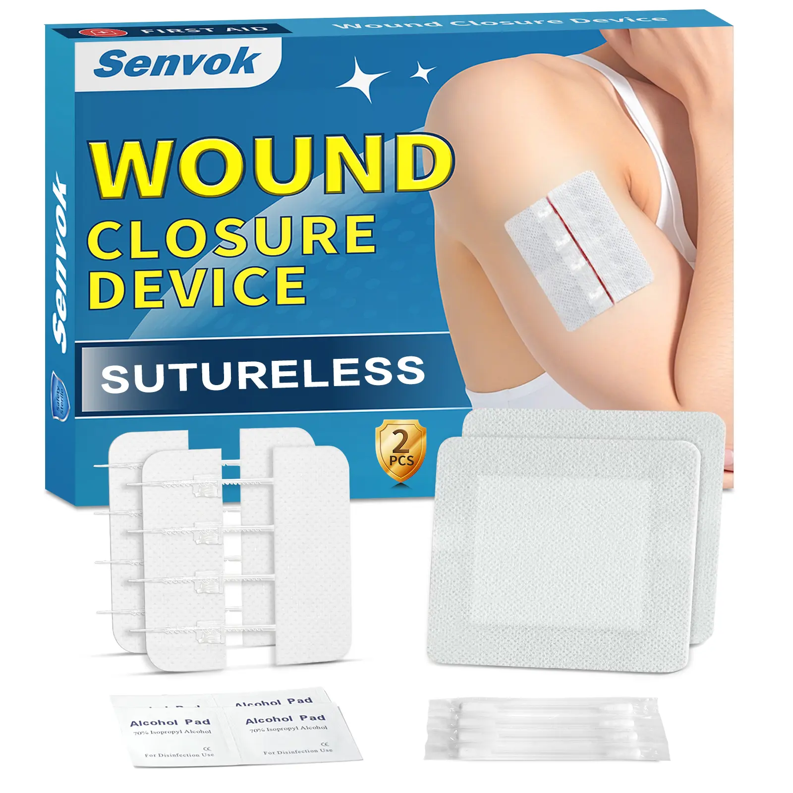 Zip Stitch Wound Closure Strips Extra Large | 2-Pack Stitchless Butterfly Bandages | Adjustable Tension for Painless Laceration Repair, Post-Surgery Care & Emergency First Aid