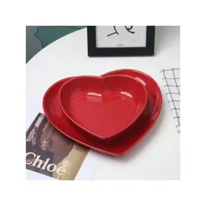 Heart Ceramic Plate for Salads Fruits Candies, European Style Modern Simple Cute, Home Essential Kitchenware