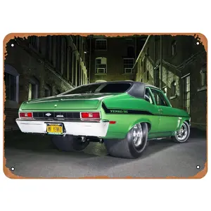 Vintage Metal Poster - Cars 1972 Nova Yenko Tin Sign Suitable for Wall Decoration of Bar, Cafe, Garage, Man CAVE 12 X 8 Inches