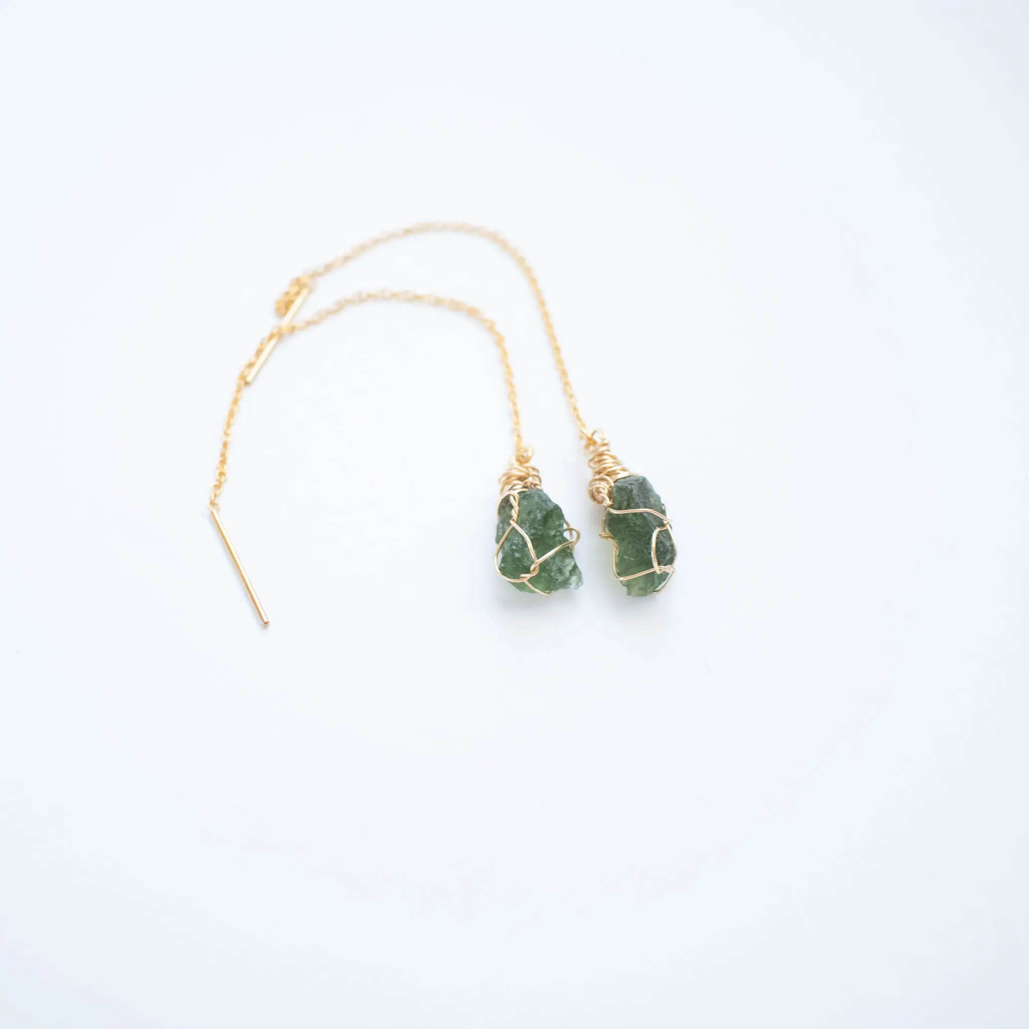 Moldavite dangle earrings in 14K Gold-Filled or Sterling Silver