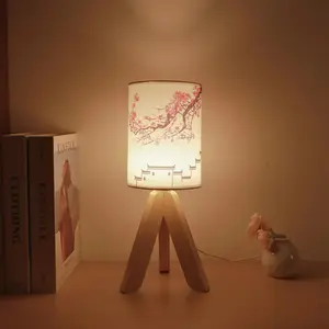 Tree Branch & Blossom Pattern Lampshade, USB Rechargeable Table Lamp, Decorative Desk Lamp for Living Room & Bedroom & Office, Nightstand Lamp, Decorative Ambiance Lighting, Table Bedside Lamp