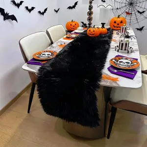 Faux  Table Runner, Black  Table Runner for Christmas Winter Decor, Luxury Soft Table Runners for Dining Table, Dresser, Coffee Table, Wedding & Holiday Party Decor(11.8 x 59.0 Inch)