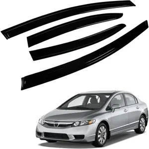 labwork Black 4 Pieces Window Visors Shade Sun Rain Wind Guards Cover Replacement for 2006-2011 Honda Civic