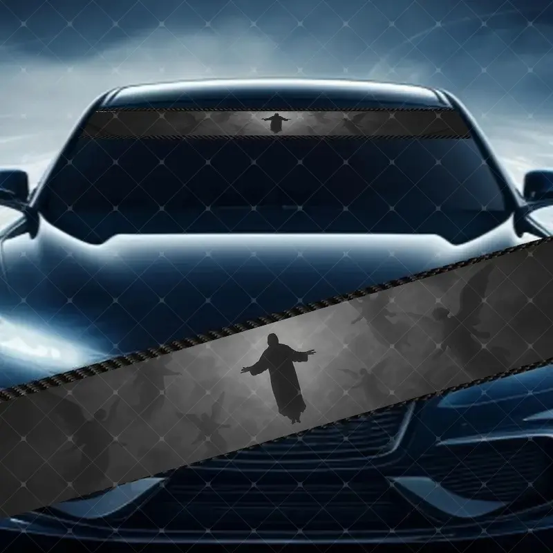 Holy Figure Car Windshield Sticker, Decorative Vinyl Car Decals, Scratch Cover Waterproof UV Protection, Fits All Cars, Qm-88688