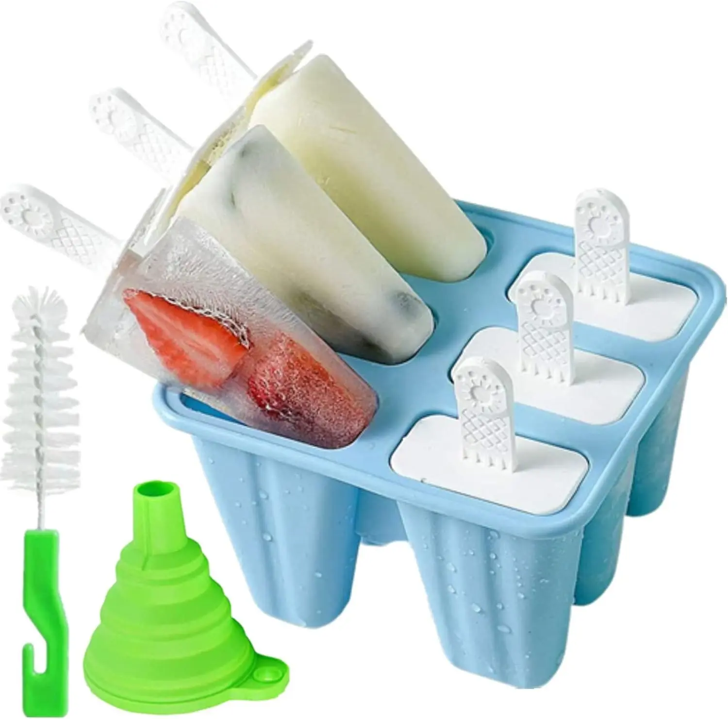 Popsicle Mould，Popsicle Maker Popsicle Molds 6 Pieces Silicone Ice Pop Molds BPA Free Popsicle Mold Reusable Easy Release Ice Pop Make (6 Cavities)