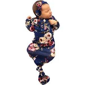 Newborn Baby Long Sleeve Knotted Floral New Coming Home Outfit Toddler Clothes