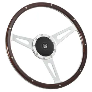 Classic Riveted Wood Grain Steering Wheel Ford Mustang Shelby AC Cobra MG MGB