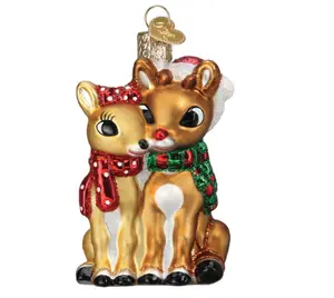 Old World Christmas Rudolph The Red-Nosed Reindeer Rudolph and Clarice Glass Blown Ornament for Christmas Tree
