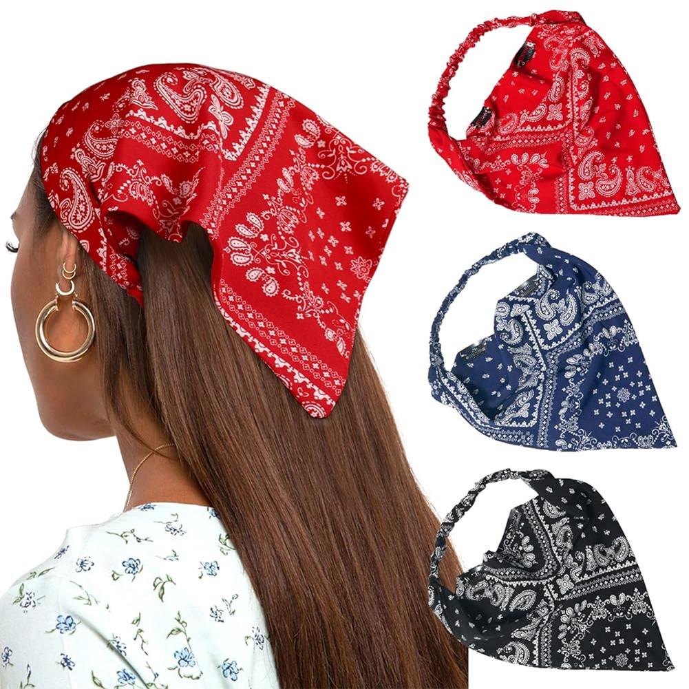 3PCS/Set Chic Style Floral Printed Elastic Hair Scarf Headband Chiffon Head Kerchief Headband Flower Hair Scarves Hair Clips Hair Bandanas Decoration