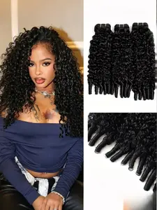 30 Inch Natural Black Burmese Curly Human Hair Bundles Brazilian Virgin Remy Double Weft 3/4 Bundles For Whole Head Raw Hair Quick Weave Water Wave With Spiral Curly End Real Hair Extensions