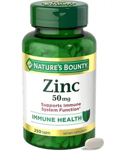 Nature’s Bounty Zinc 50mg, Immune Support & Antioxidant Supplement, Promotes Skin Health, 1 Caplet Per Day, Gluten Free, 250 Vegetarian Caplets