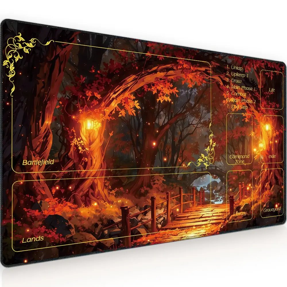 Board Game Card Mat, 3mm Mouse Pad, Non Slip Mousepad, Forest Path Pattern, Magic the Gathering, Collectible Card Game Mat, Non-Slip Base, Suitable for Card Games, Forest Path Design