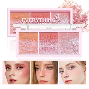 Three-Color Eyeshadow Blush Palette, Compact, Waterproof Sweatproof Long-Lasting, Rich Color, All-Day Wear, Perfect for Beginners
