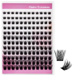 Lash Clusters Natural Eyelash Clusters 8-16mm DIY D Curl Cluster Eyelash Extensions Reusable Individual Lashes with Soft Thin Band for Self Use (R017, 8-16mm)