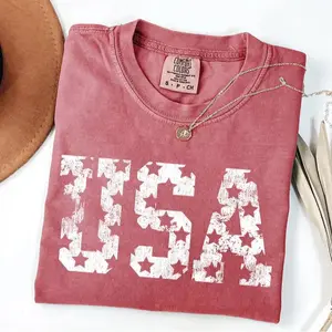 Comfort Colors Retro USA T-Shirt, Patriotic 4th of July T-Shirt, Big USA Graphic Tee, Perfect Gift for USA Lovers and Independence Day Celebrations