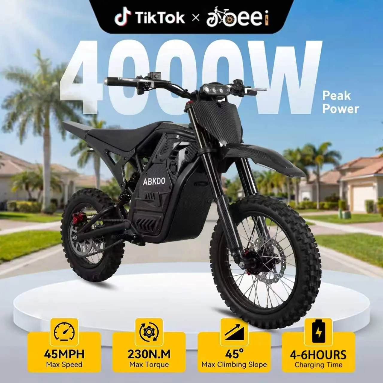 4000W Peak Electric Bicycle 40 Miles ange with Front Suspension 48V 23AH Battery 14/12" Inch Tires 45 MPH Speed  for Snow Mountain Road Riding Equipped with headlights and safety warning lights. ebike