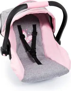 Car Seat Easy Go for Neo Vario Pram with Cover, Doll Accessories, Pink, Grey with Butterfly ,Grey/pink, for dolls up to 18"