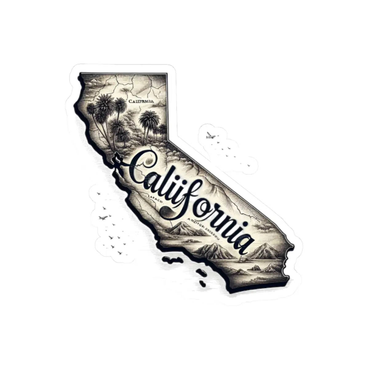 California State Maps Kiss-Cut Stickers, Decorative Stickers, Travel Stickers, Scrapbooking Stickers, Laptop Stickers