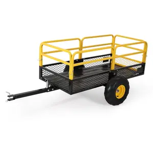 1600 lb Lawn Mower Trailer - Heavy-Duty 22 Cu Ft ATV Dump Cart with Removable Sides for UTVs, ATVs & Garden Tractors,Yellow hand  cart