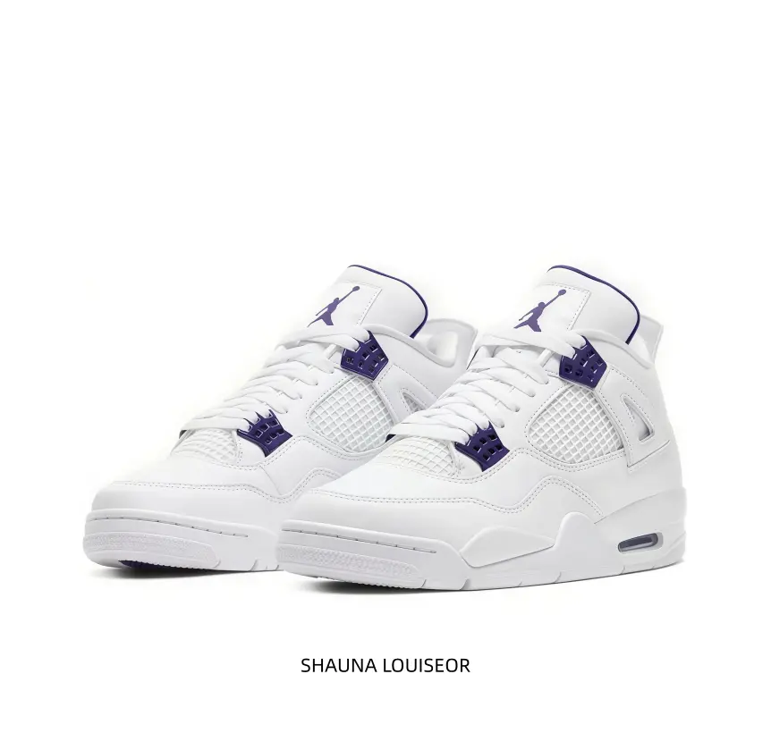 Unisex White-Purple Mid-Top Basketball Sneakers with Air Cushion Shock-Absorbing Design, Sports Shoes for Training & Daily Street Outfits