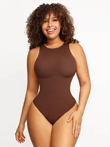 Body Sculpting bodysuit Tummy Control Shapewear Top, Seamless second skin high neck sleeveless bodyshaper