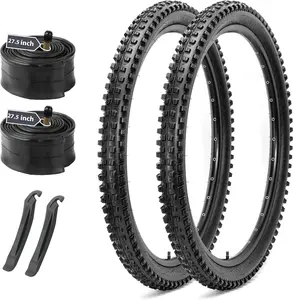 MOHEGIA Mountain Bike Tires Set: 2 Pack 26x2.4/27.5x2.4/ 29x2.4 Inch Folding Bicycle Tires Replacement and Pair 26/27.5/29 Inch Inner Tubes Schrader Valve with Tire Levers