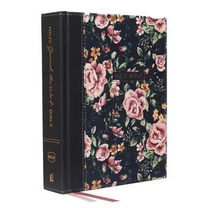 NKJV, Journal the Word Bible, Cloth over Board, Gray Floral, Red Letter, Comfort Print: Reflect, Journal, or Create Art Next to Your Favorite Verses by Thomas Nelson [Hardback Book]