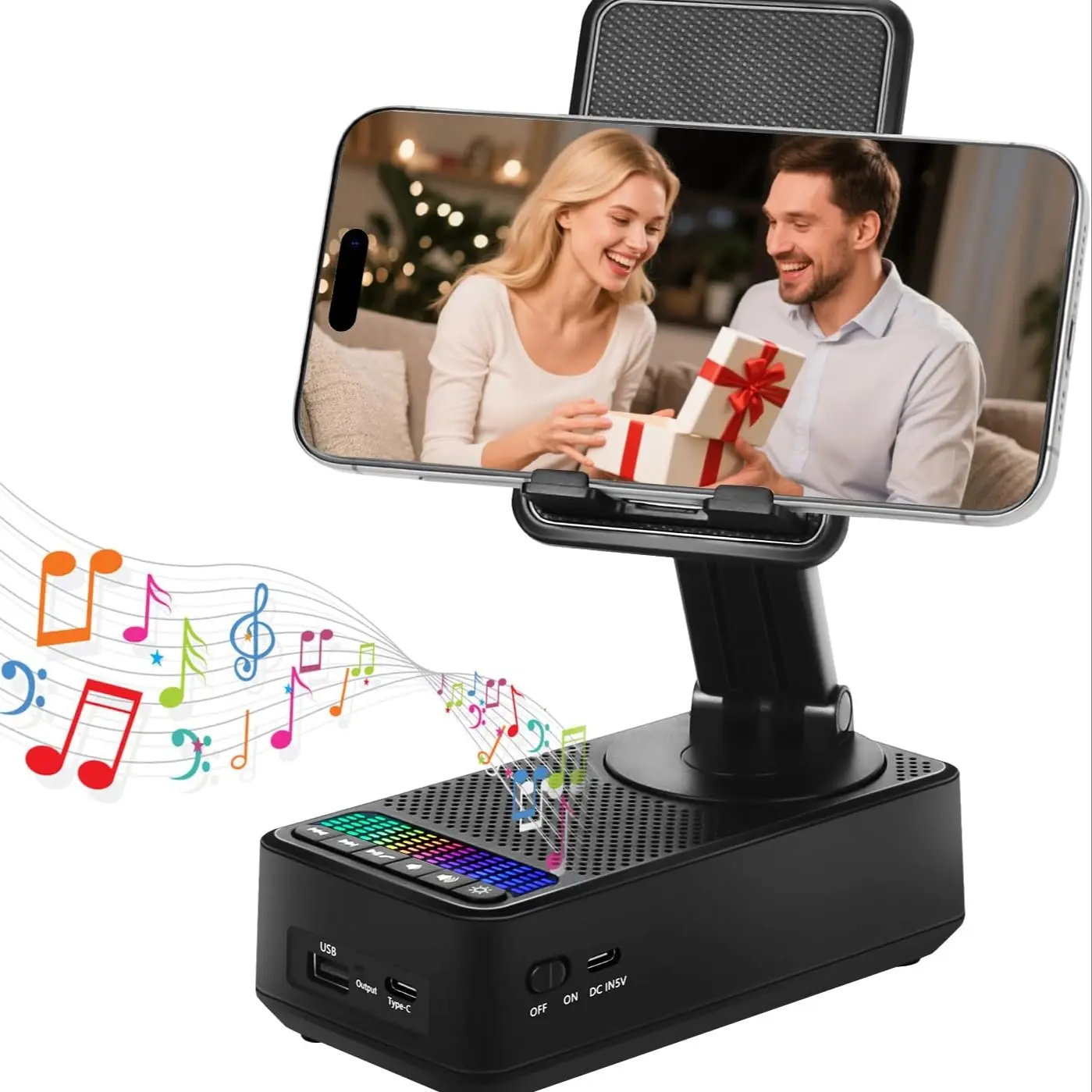 Wireless Speaker Phone Stand, Portable Design, Supports Hands-Free Calls, Large Volume, Non-Slip Base, Indoor Outdoor Use, Christmas Gift, Phone Holder