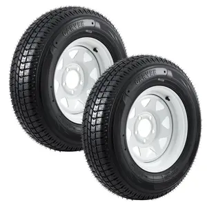 Garvee Upgraded ST205/75D14 Trailer Tire and Wheel Assembly, Heavy-Duty Load Range C 6PR, 5 Lug White Spoke Wheel, 14 Inch Tires for Utility/Boat/Camper Trailers, Set of 2