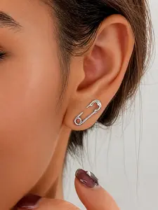 “Trendy Punk Safety Pin Earrings – Unisex Minimalist  Ear Studs, Fashion Statement Jewelry, Hipster Street Style Accessories for Women & Men, Lightweight  Alternative, Everyday Casual & Party Wear”
