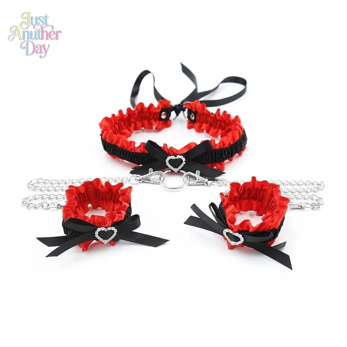 Red Coquette Lace Choker Necklace with Bow & Bell, Gothic Lolita Style Neck Collar, Cute & Elegant Accessory for Cosplay & Daily Wear