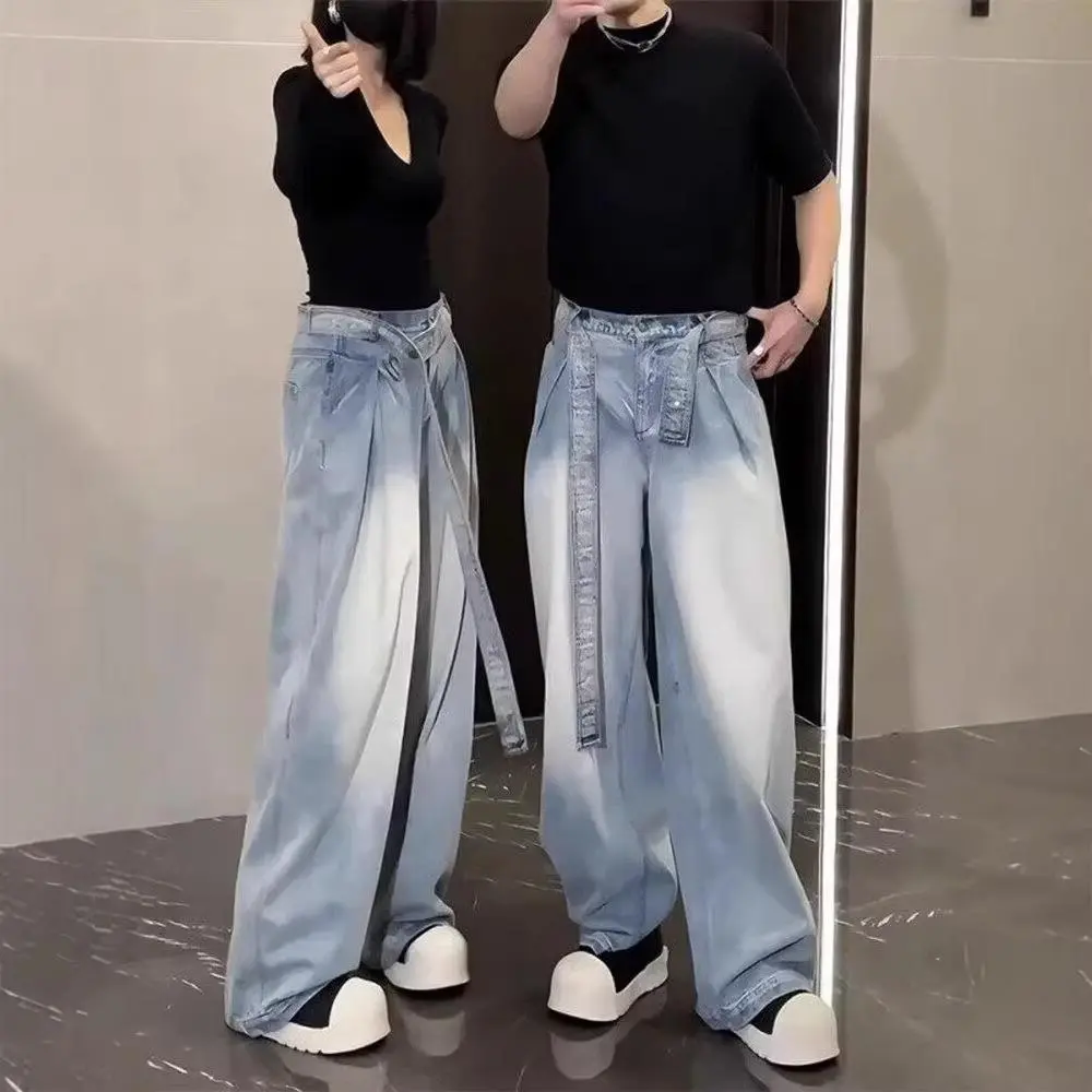 Men's Denim Jeans - Androgynous, Retro-Inspired, Hip-Hop Oversized Wide-Leg Baggy Loose-Fit Streetwear Pants, Androgynous Men's Jeans, Loose-Fit Men's Jeans