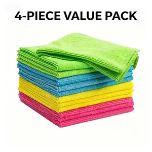 microfiber cloth for car water absorption and dust removal, lint-free glass cleaning, household kitchen dishwashing cloth, car wiping towel/4 Pcs Value Pack