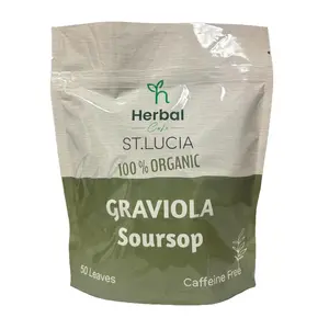Herbal Nurse GRAVIOLA Soursop St. Lucia 100% Organic Pure Leaves for Tea - 50 Count - Beverage - Fruit Natural Traditional Flavor