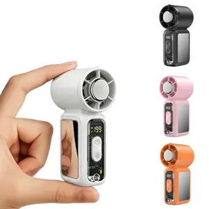 【Pocket AC】F711 Mini Portable Handheld Ice Fan High Speed 20800 RPM Turbo Fan 199 Adjustable Levels with Ice Cooling Mode and mirror Personal Fan for Summer Travel Outdoor Activities