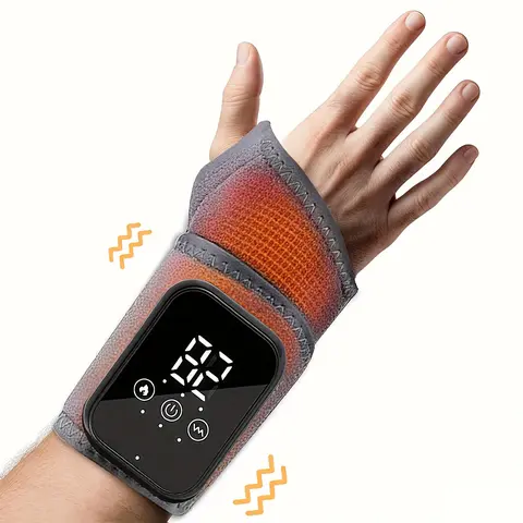 Heatable Wrist Pad with LED Display - USB Rechargeable, Wireless Operation, Relaxing Massage Relief, Heat Therapy, Full Coverage, Ergonomic Design, Compact Portable Joint Support, Home Care, Holiday Gift