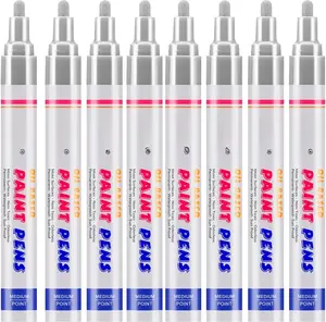 Markers, 8 Pack Oil-Based  Quick Dry Permanent  Pen Set for Rocks Painting, , Fabric, Plastic, Canvas, Glass, Mugs, Metal, Tire, Stone, DIY Craft, Grey, Gray