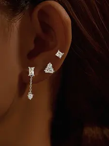 925 Sterling Silver Minimalist Fashion Rhinestone Decor Earrings, Elegant Exquisite Ear Jewelry for Women for Party, Daily Clothing Decor, Stud Earrings Jewelry